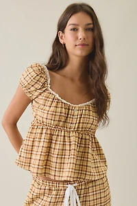 Dippin Daisys Mellow Puff Sleeve Henley Babydoll Top