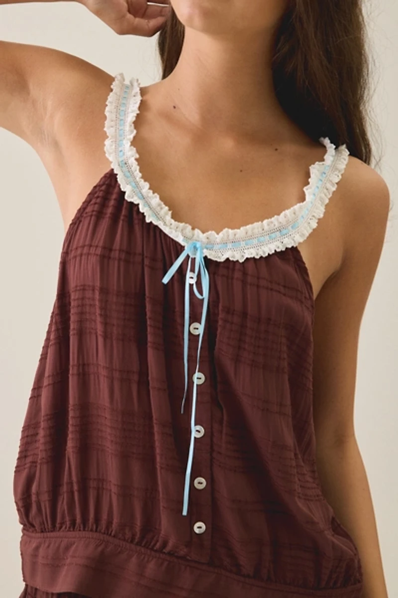 Dippin Daisys Blonde Roast Ruffle Lace Trim Cami