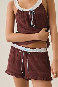 Dippin Daisys Afternoon Tea Ruffle Lace Trim Lounge Shorts