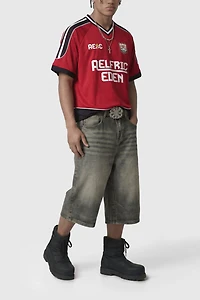 Aelfric Eden Boxy V-Neck Panel Jersey Tee