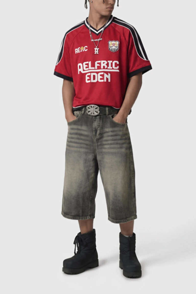 Aelfric Eden Boxy V-Neck Panel Jersey Tee