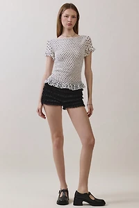 Personal Code Dahlia Ruffle Micro Shorts