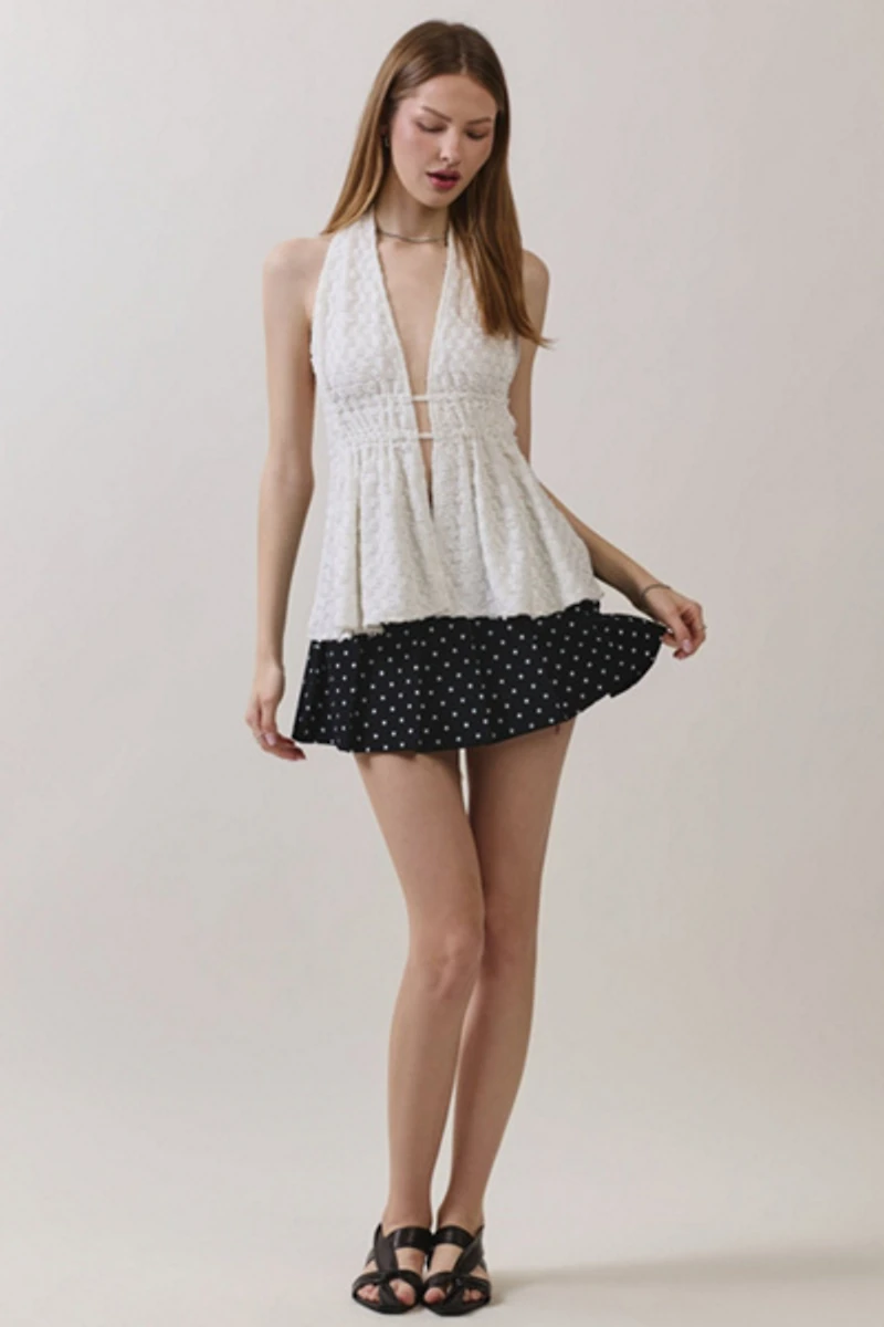 Personal Code Mabel Polka Dot Pleat Mini Skort
