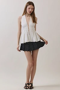 Personal Code Mabel Polka Dot Pleat Mini Skort