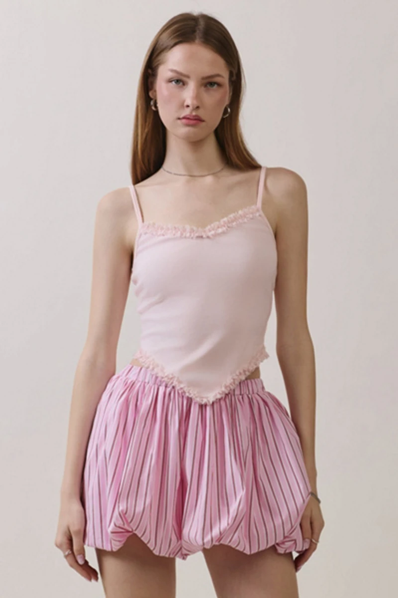Personal Code Anya Lace Trim Ribbed Tank Top