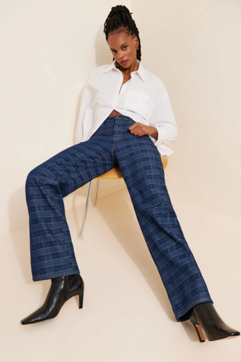 Lioness Top Model Plaid Jeans
