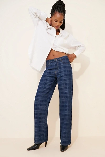 Lioness Top Model Plaid Jeans