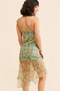 Shreen Asymmetrical Floral Midi Dress