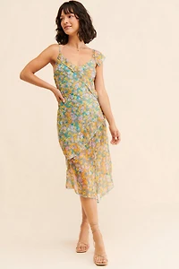 Shreen Asymmetrical Floral Midi Dress