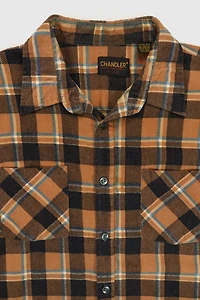 Vintage Brown Plaid Button-Down Shirt