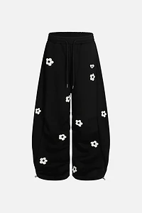Aelfric Eden Floral Embroidery Baggy Barrel Sweatpants