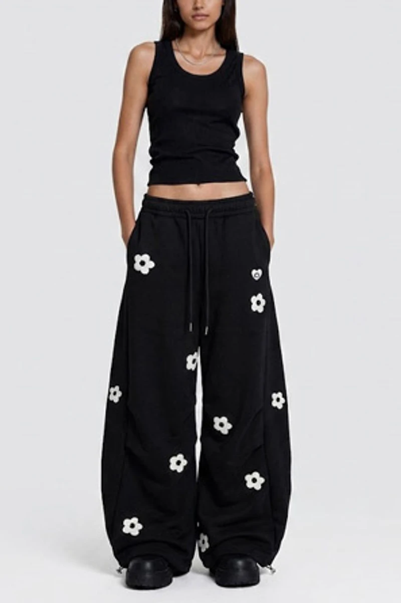 Aelfric Eden Floral Embroidery Baggy Barrel Sweatpants