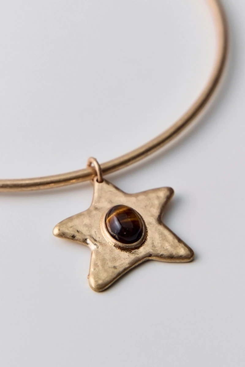 Tiger's Eye Shooting Star Pendant Wire Choker Necklace