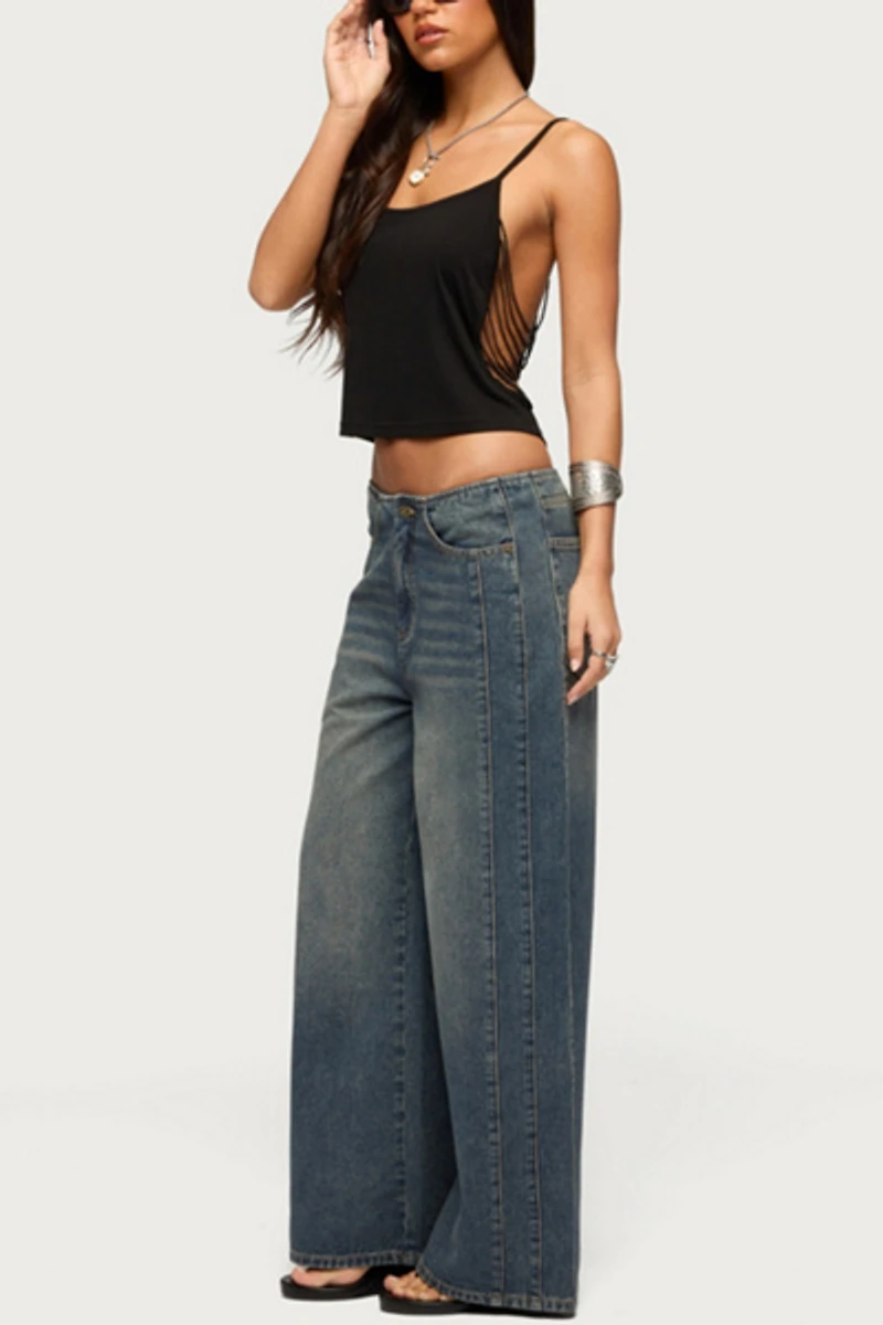 Edikted Elia No Waistband Low Rise Baggy Jeans