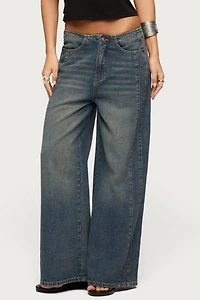 Edikted Elia No Waistband Low Rise Baggy Jeans