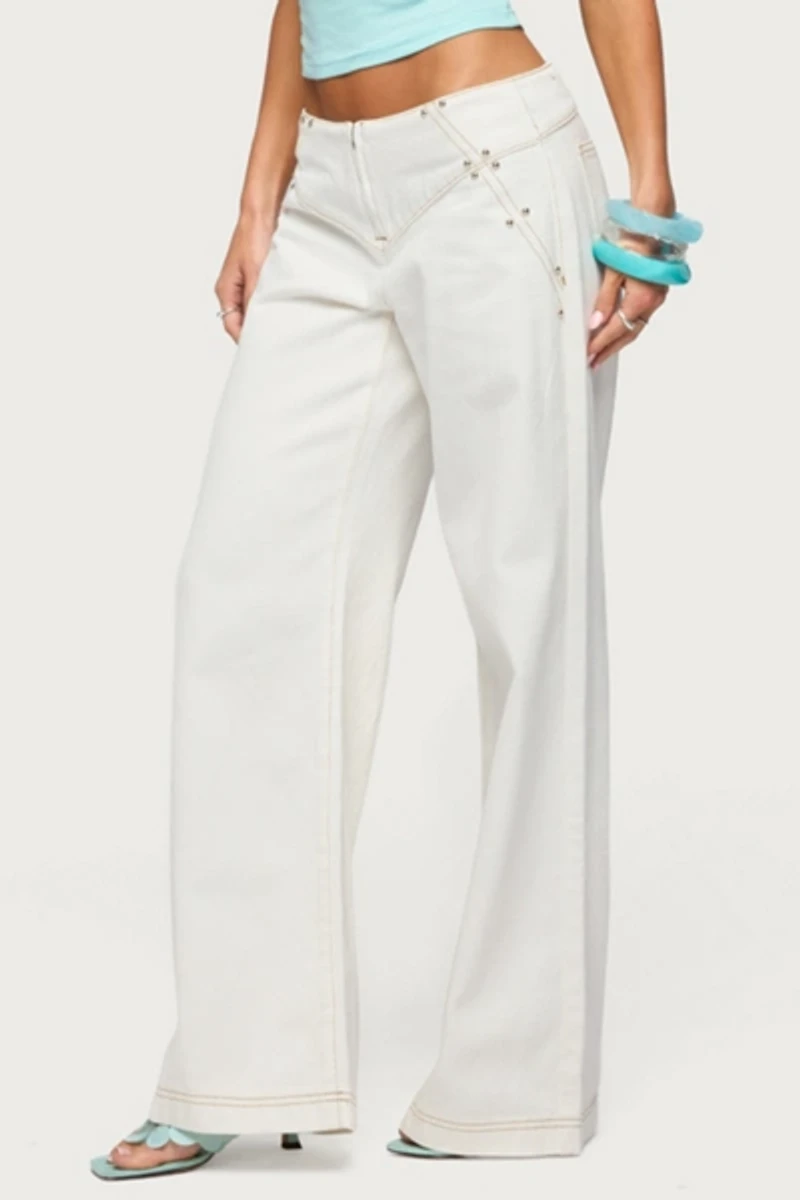 Edikted Kianni Low Rise Wide Leg Jeans
