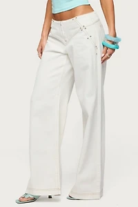 Edikted Kianni Low Rise Wide Leg Jeans
