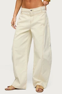 Edikted Gili Contrast Stitch Low Rise Barrel Jeans