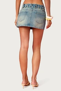 Edikted Barbie™ Cutie Denim Mini Skirt