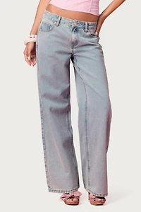 Edikted Embroidered Barbie™ Low Rise Baggy Jeans