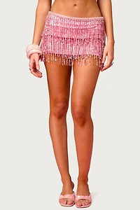 Edikted Disco Barbie™ Sequin Fringe Mini Skort