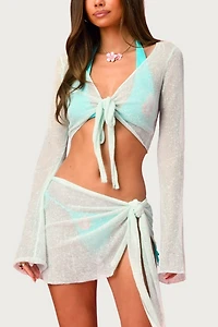 Edikted Island Barbie™ Sheer Glitter Knit Sarong