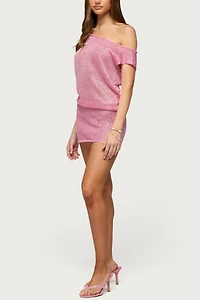 Edikted Mei Off Shoulder Sequin Knit Dress