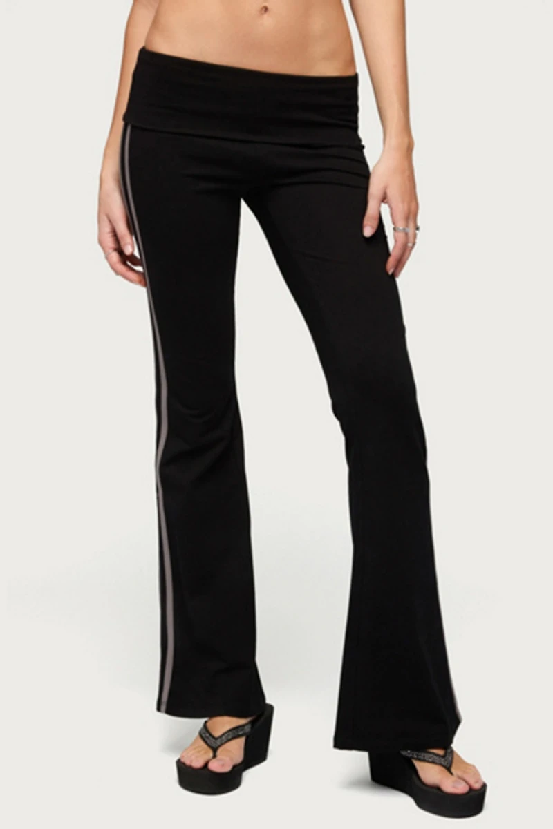 Edikted Charly Foldover Stripey Flared Pants