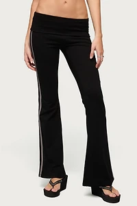 Edikted Charly Foldover Stripey Flared Pants