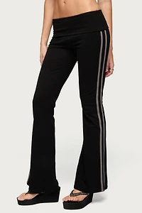 Edikted Charly Foldover Stripey Flared Pants