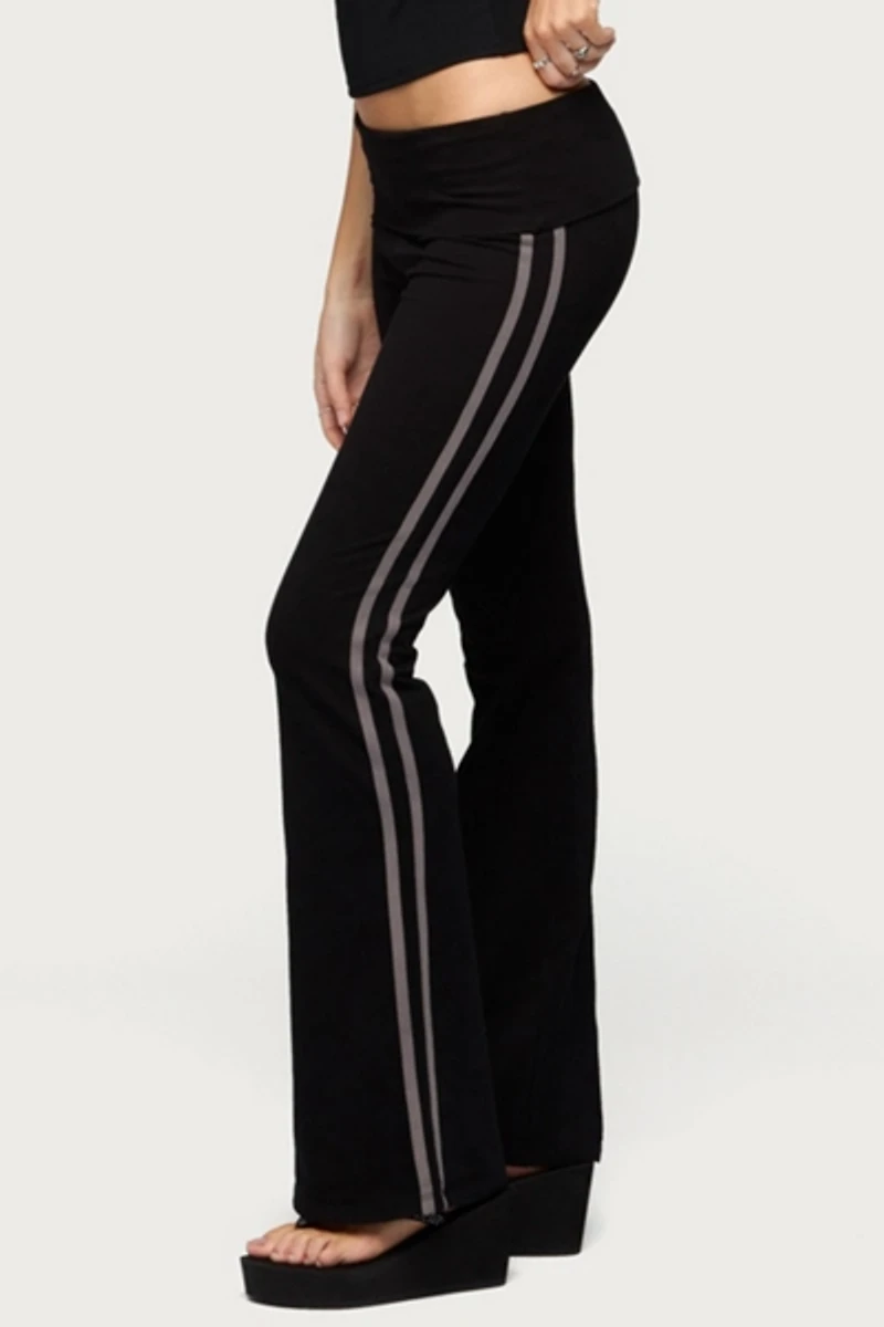 Edikted Charly Foldover Stripey Flared Pants