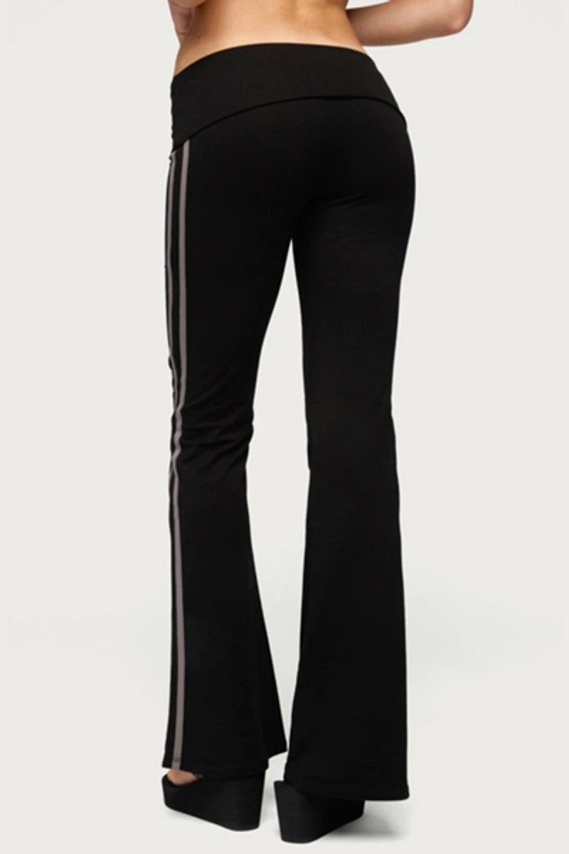 Edikted Charly Foldover Stripey Flared Pants