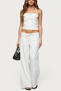 Edikted Parker Pinstripe Tie Belt Pants