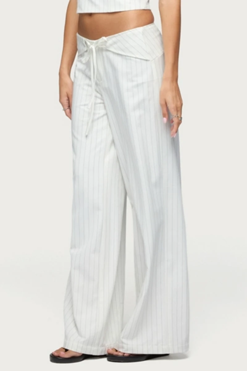 Edikted Parker Pinstripe Tie Belt Pants