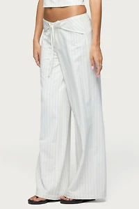 Edikted Parker Pinstripe Tie Belt Pants