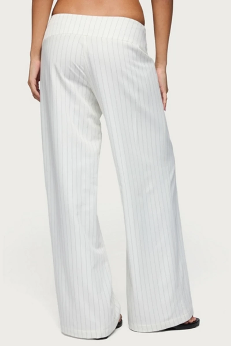 Edikted Parker Pinstripe Tie Belt Pants