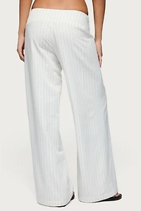 Edikted Parker Pinstripe Tie Belt Pants