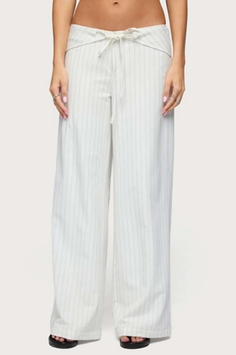Edikted Parker Pinstripe Tie Belt Pants