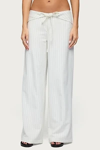 Edikted Parker Pinstripe Tie Belt Pants