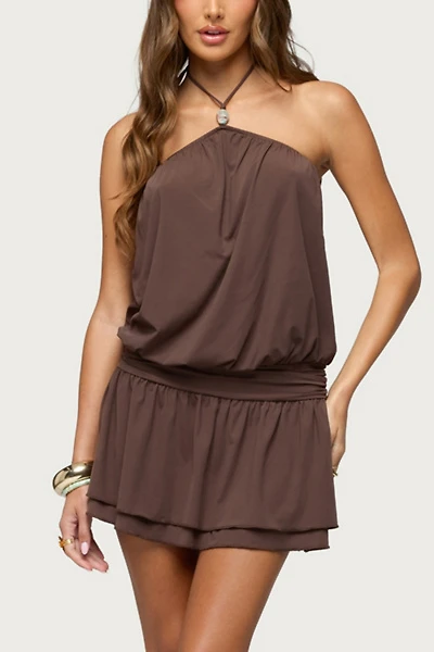 Edikted Mikaela Drop Waist Mini Dress