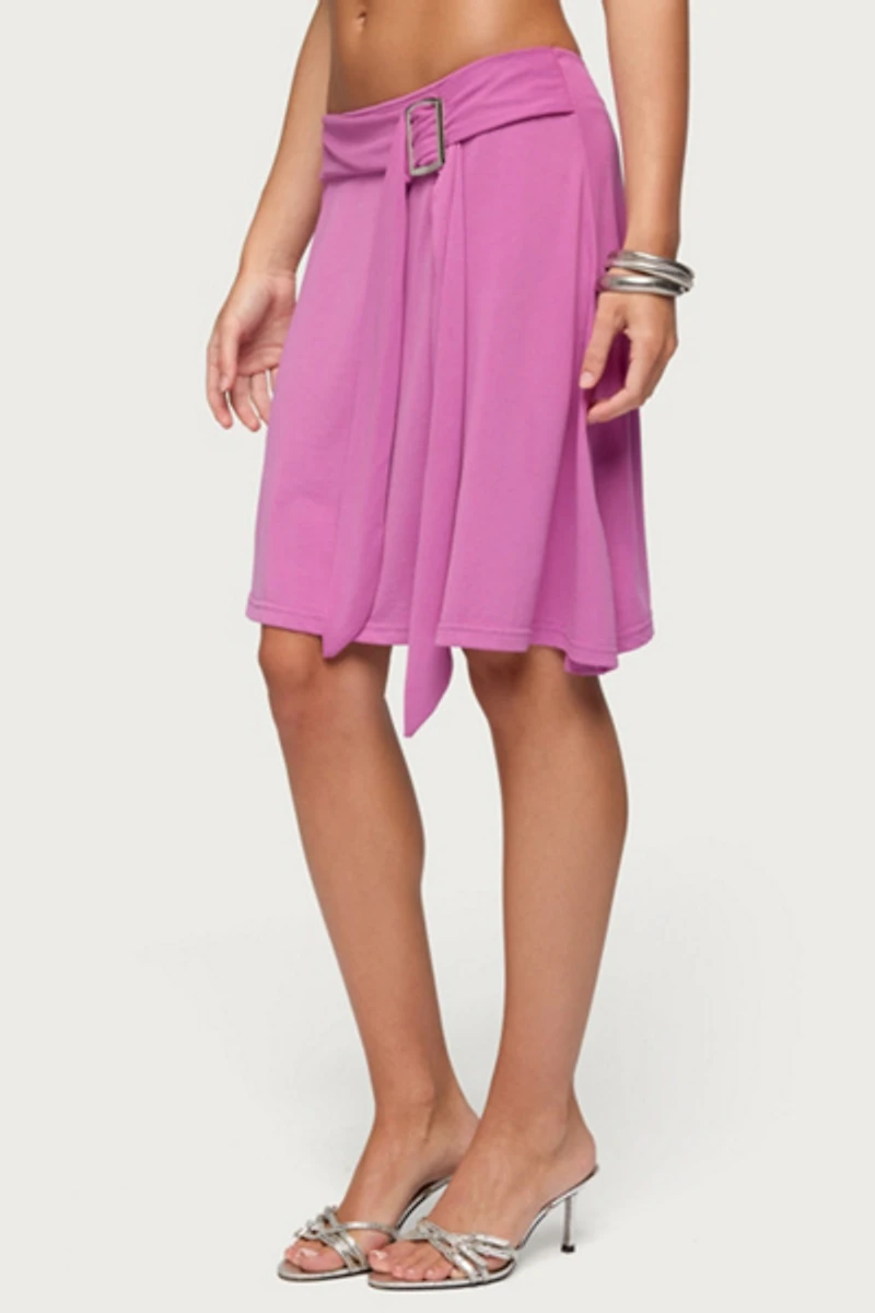 Edikted Fiori Buckle Asymmetric Midi Skirt