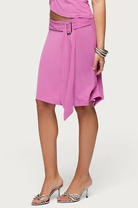 Edikted Fiori Buckle Asymmetric Midi Skirt