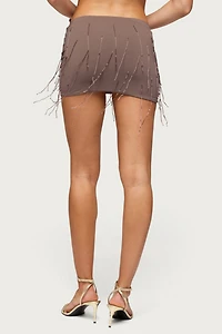 Edikted Cheryl Beaded Fringe Mini Skirt