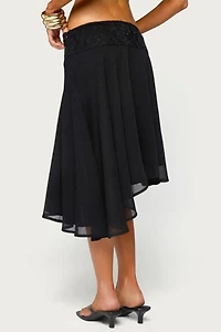 Edikted Evia Lacey Asymmetric Midi Skirt