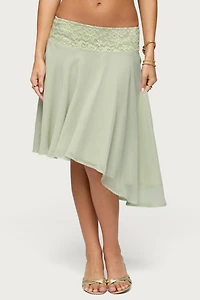 Edikted Evia Lacey Asymmetric Midi Skirt