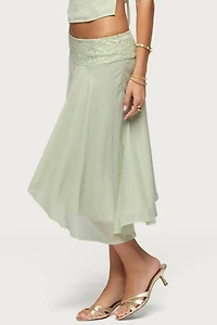 Edikted Evia Lacey Asymmetric Midi Skirt
