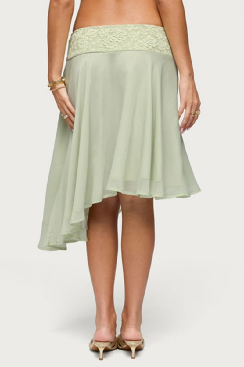Edikted Evia Lacey Asymmetric Midi Skirt