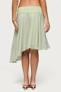 Edikted Evia Lacey Asymmetric Midi Skirt