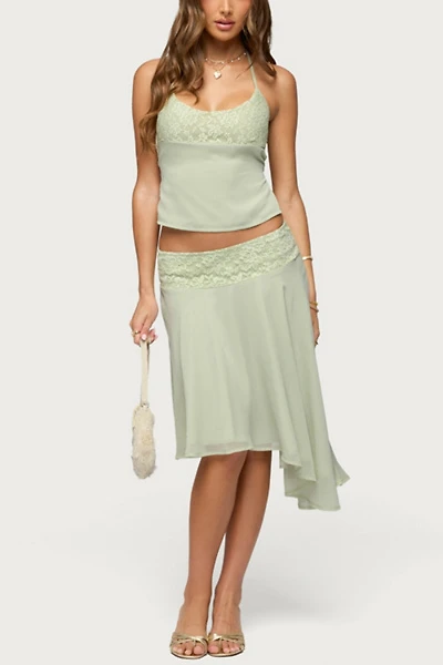 Edikted Evia Lacey Asymmetric Midi Skirt