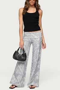 Edikted Cammy Camo Wide Leg Foldover Pants